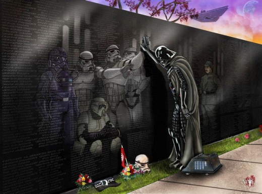 Controversial imagining of Darth Vader at the Vietnam Memorial.
